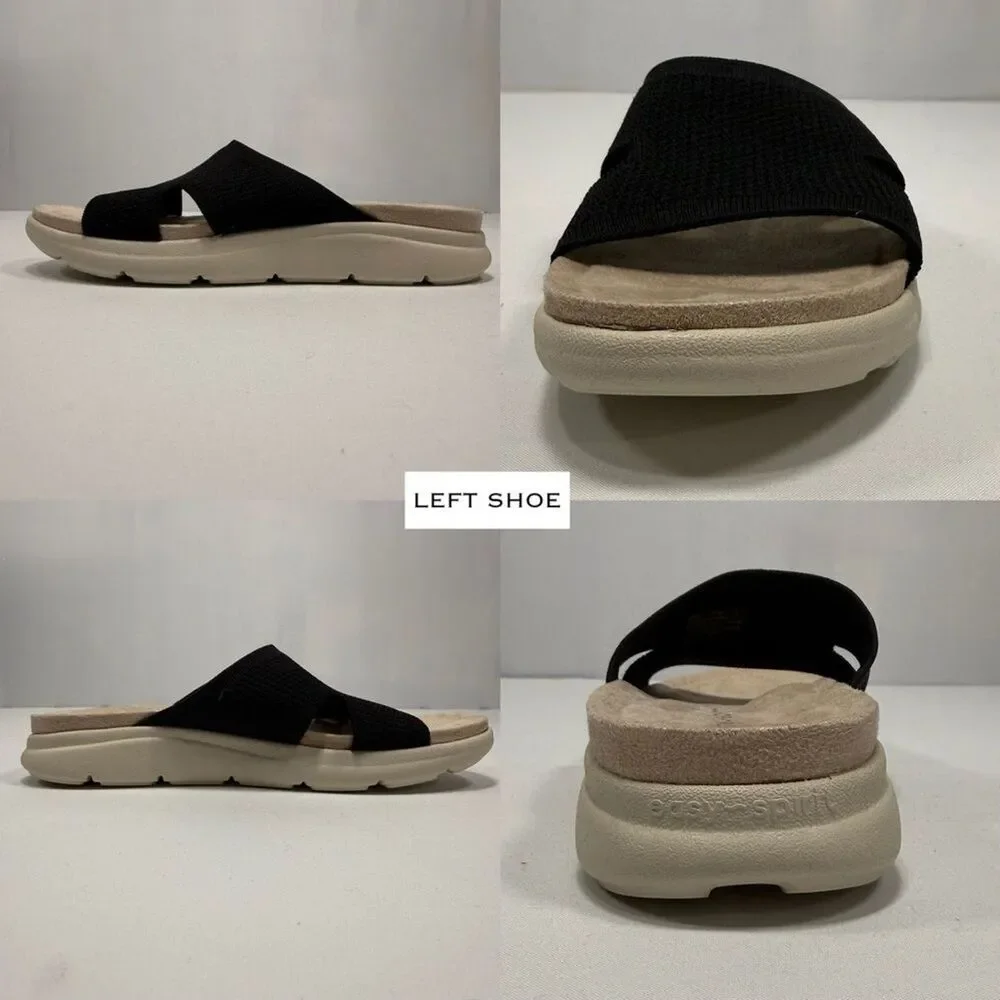 Knit Slide Sandal Easy‎ Spirit Black Textile Open Toe Size 10M